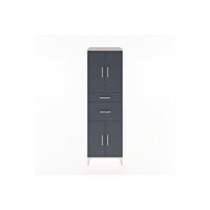 Hyperion Dolap 4 Raflı 2 Çekmeceli 4 Kapaklı 60x44x195 Aytaşı-antrasit