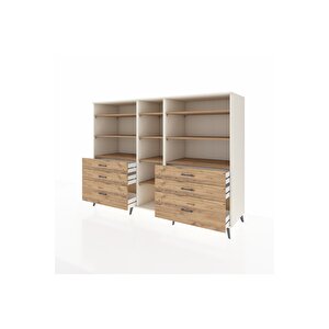 Kronos Dolap 10 Raflı 6 Çekmeceli  220x59x163 Aytaşı-çam