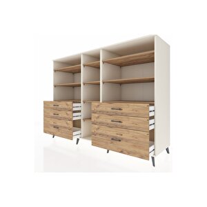 Kronos Dolap 10 Raflı 6 Çekmeceli  220x59x163 Aytaşı-çam