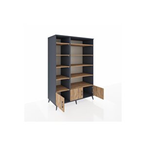 Kronos Dolap 10 Raflı 3 Kapaklı 132x59x195 Antrasit-çam/çam