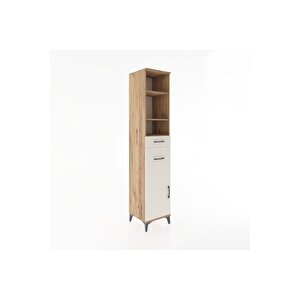 Hyperion Dolap 4 Raflı 2 Çekmeceli Tek Kapaklı 44x44x221 Çam-aytaşı