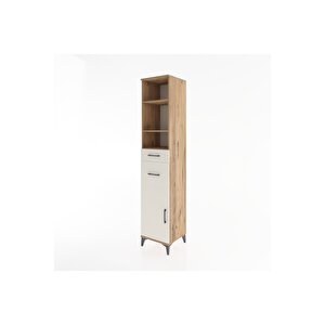 Hyperion Dolap 4 Raflı 2 Çekmeceli Tek Kapaklı 44x44x221 Çam-aytaşı
