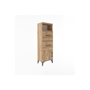 Arges Dolap Tek Raflı 2 Çekmeceli Tek Kapaklı 44x30x134 Çam-çam