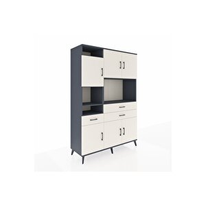 Hyperion Gardrop 9 Raflı 3 Çekmeceli 6 Kapaklı 132x44x195 Antrasit-aytaşı