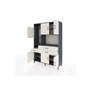 Hyperion Gardrop 9 Raflı 3 Çekmeceli 6 Kapaklı 132x44x195 Antrasit-aytaşı