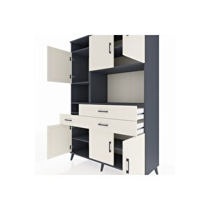 Hyperion Gardrop 9 Raflı 3 Çekmeceli 6 Kapaklı 132x44x195 Antrasit-aytaşı