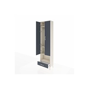 Arges Dolap 4 Raflı Tek Çekmeceli Tek Askılı 60x30x221 Aytaşı-antrasit