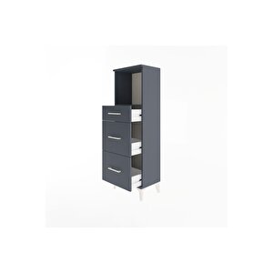 Arges Dolap Tek Raflı 3 Çekmeceli 44x30x134 Antrasit-antrasit