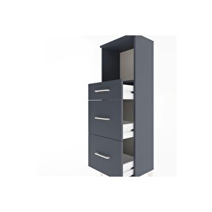 Arges Dolap Tek Raflı 3 Çekmeceli 44x30x134 Antrasit-antrasit