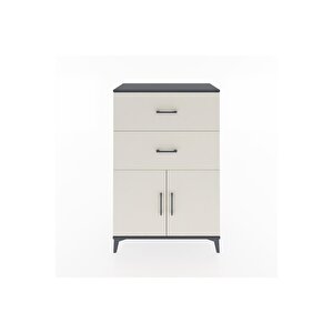 Hyperion Dolap Tek Raflı 2 Çekmeceli 2 Kapaklı 88x44x134 Antrasit-aytaşı