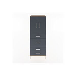 Hyperion Dolap 3 Raflı 4 Çekmeceli 2 Kapaklı 60x44x163 Çam-antrasit