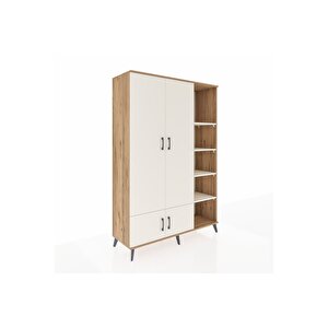 Hyperion Gardrop 6 Raflı 4 Kapaklı Tek Askılı 132x44x195 Çam-aytaşı