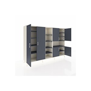 Hyperion Dolap 13 Raflı 6 Kapaklı 220x44x163 Aytaşı-antrasit