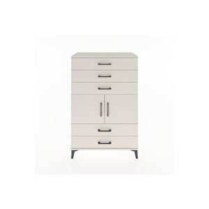 Hyperion Dolap Tek Raflı 5 Çekmeceli 2 Kapaklı 88x44x134 Aytaşı-aytaşı