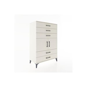 Hyperion Dolap Tek Raflı 5 Çekmeceli 2 Kapaklı 88x44x134 Aytaşı-aytaşı