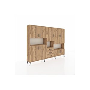 Arges Dolap 13 Raflı 3 Çekmeceli 9 Kapaklı 220x30x163 Çam-çam