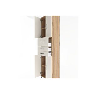 Hyperion Dolap 3 Raflı 3 Çekmeceli 4 Kapaklı 60x44x243 Çam-aytaşı