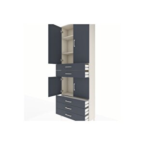 Arges Dolap 4 Raflı 5 Çekmeceli 4 Kapaklı 88x30x243 Aytaşı-antrasit