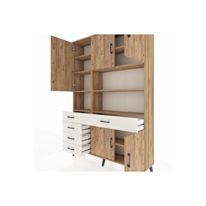 Arges Dolap 9 Raflı 5 Çekmeceli 5 Kapaklı 132x30x195 Çam-çam/aytaşı