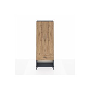 Arges Dolap Tek Raflı Tek Çekmeceli Tek Askılı 88x30x243 Antrasit-çam