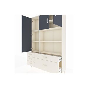 Arges Dolap 7 Raflı 5 Çekmeceli 3 Kapaklı 132x30x195 Aytaşı-antrasit/aytaşı