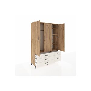 Hyperion Dolap 5 Raflı 5 Çekmeceli Tek Askılı 132x44x195 Çam-çam/aytaşı