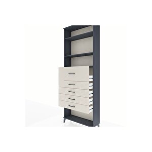 Arges Dolap 3 Raflı 5 Çekmeceli 88x30x243 Antrasit-aytaşı