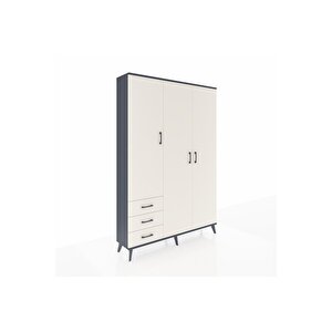 Arges Gardrop 6 Raflı 3 Çekmeceli Tek Askılı 132x30x195 Antrasit-aytaşı