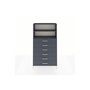 Arges Dolap 2 Raflı 6 Çekmeceli 88x30x163 Antrasit-antrasit