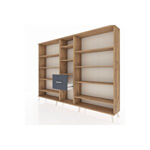 Arges Dolap 11 Raflı 3 Çekmeceli  220x30x163 Çam-çam/antrasit