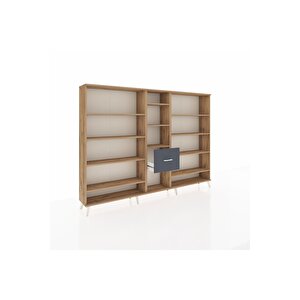 Arges Dolap 11 Raflı 3 Çekmeceli  220x30x163 Çam-çam/antrasit