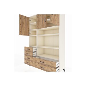 Hyperion Gardrop 9 Raflı 6 Çekmeceli 3 Kapaklı 132x44x195 Aytaşı-çam