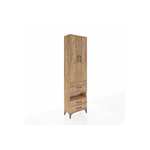 Arges Dolap 4 Raflı 3 Çekmeceli 2 Kapaklı 60x30x221 Çam-çam