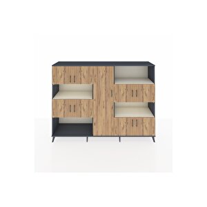 Hyperion Dolap 10 Raflı 9 Kapaklı 220x44x163 Antrasit-çam/aytaşı