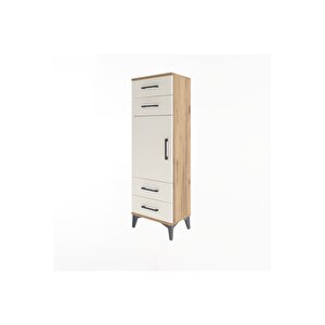 Arges Dolap 2 Raflı 4 Çekmeceli Tek Kapaklı 44x30x134 Çam-aytaşı