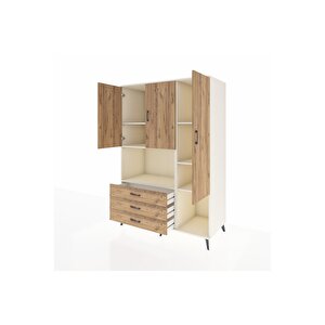 Kronos Dolap 6 Raflı 3 Çekmeceli 3 Kapaklı 132x59x195 Aytaşı-çam/çam