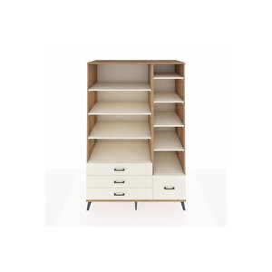 Kronos Dolap 9 Raflı 4 Çekmeceli  132x59x195 Çam-aytaşı/aytaşı