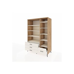 Kronos Dolap 9 Raflı 4 Çekmeceli  132x59x195 Çam-aytaşı/aytaşı