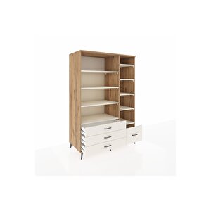 Kronos Dolap 9 Raflı 4 Çekmeceli  132x59x195 Çam-aytaşı/aytaşı