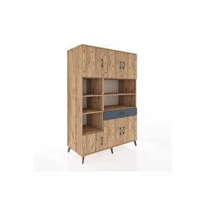 Kronos Dolap 10 Raflı Tek Çekmeceli 6 Kapaklı 132x59x195 Çam-çam/antrasit