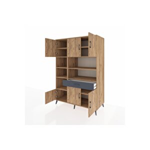 Kronos Dolap 10 Raflı Tek Çekmeceli 6 Kapaklı 132x59x195 Çam-çam/antrasit