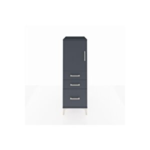 Kronos Dolap 2 Raflı 3 Çekmeceli Tek Kapaklı 44x59x134 Antrasit-antrasit