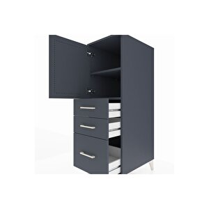 Kronos Dolap 2 Raflı 3 Çekmeceli Tek Kapaklı 44x59x134 Antrasit-antrasit