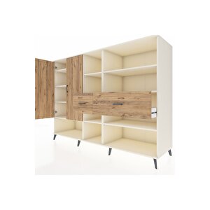 Kronos Dolap 10 Raflı 2 Çekmeceli 2 Kapaklı 220x59x163 Aytaşı-çam