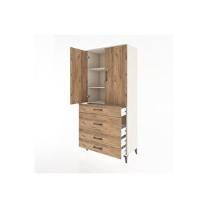 Hyperion Dolap 3 Raflı 4 Çekmeceli 2 Kapaklı 88x44x195 Aytaşı-çam