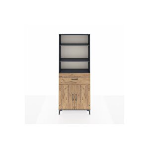 Arges Dolap 4 Raflı Tek Çekmeceli 2 Kapaklı 88x30x221 Antrasit-çam