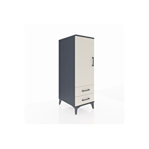 Kronos Dolap 3 Raflı 2 Çekmeceli Tek Kapaklı 44x59x134 Antrasit-aytaşı