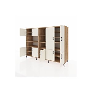 Kronos Dolap 14 Raflı 9 Kapaklı 220x59x163 Çam-aytaşı/çam