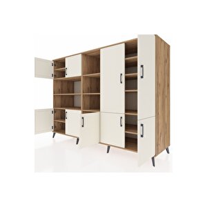 Kronos Dolap 14 Raflı 9 Kapaklı 220x59x163 Çam-aytaşı/çam