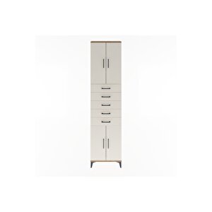 Arges Dolap 4 Raflı 5 Çekmeceli 4 Kapaklı 60x30x243 Çam-aytaşı